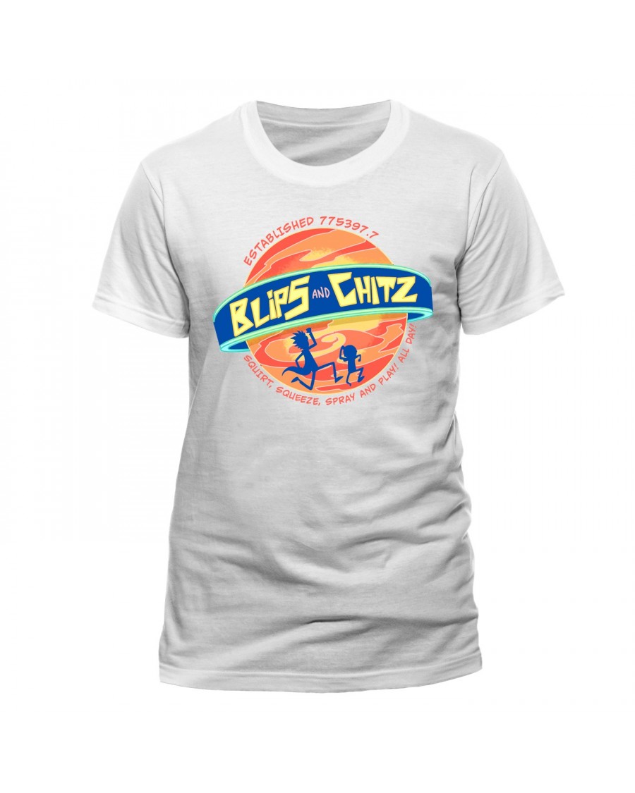 OFFICIAL RICK AND MORTY - BLIPS & CHITZ WHITE T-SHIRT