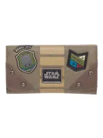 OFFICIAL STAR WARS: ROGUE ONE - REBEL PATCHES GREEN/KHAKI LONG CLUTCH PURSE/ WALLET