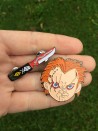 CHILD'S PLAY - CHUCKY FACE & KNIFE ENAMEL METAL PIN BADGES (SET OF 2)