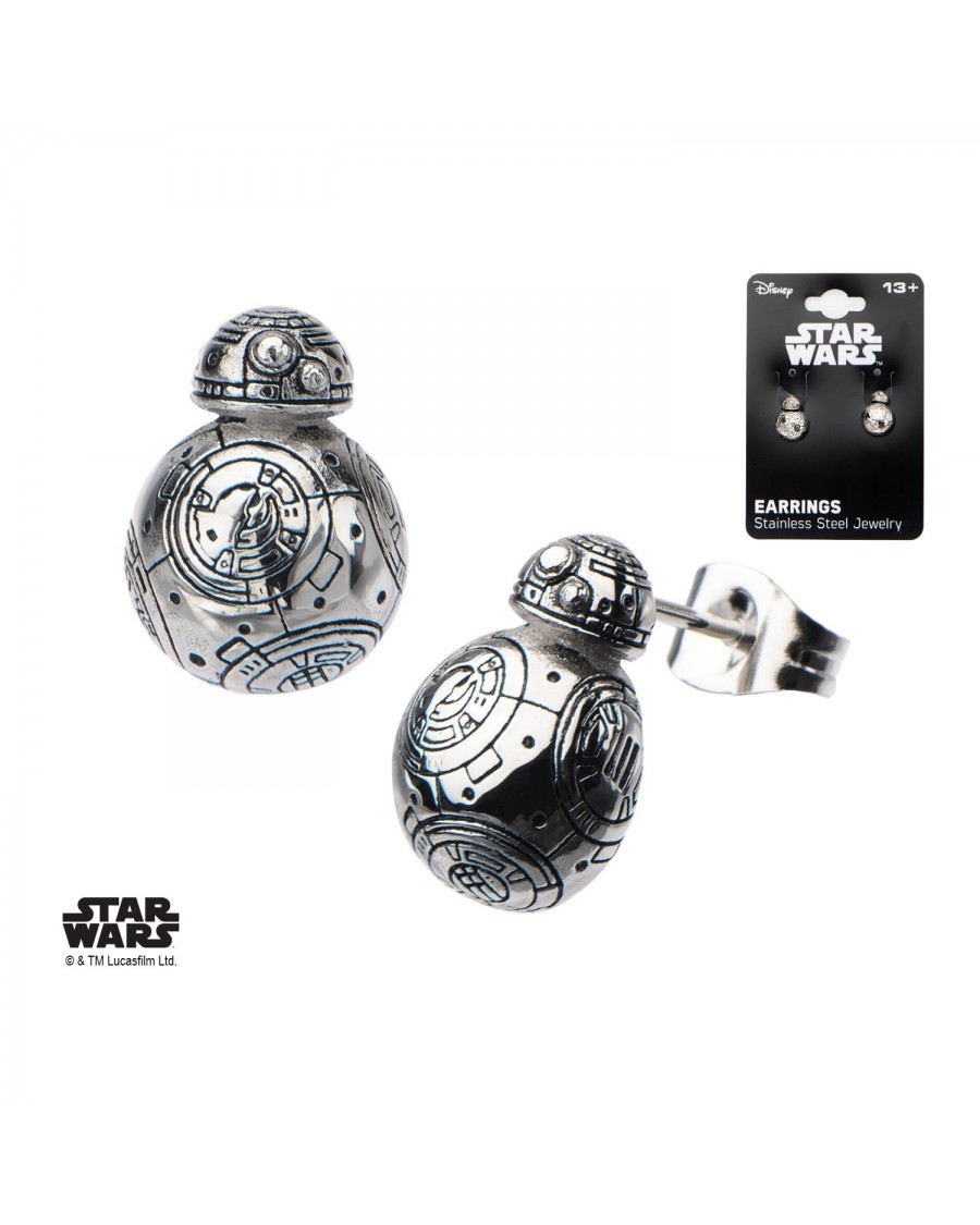 OFFICIAL STAR WARS - BB-8 DROID MOULDED GREY EARRINGS