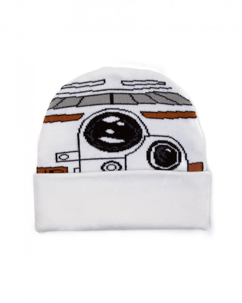OFFICIAL STAR WARS BB8 COSTUME STYLED WHITE CUFF BEANIE