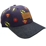 OFFICIAL JUSTICE LEAGUE - ALL OVER SYMBOL NAVY BLUE DENIM STYLED BASEBALL CAP