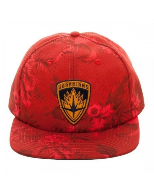 OFFICIAL MARVEL COMICS - GUARDIANS OF THE GALAXY - CREST ALL OVER TROPICAL PRINT RED STRAPBACK CAP