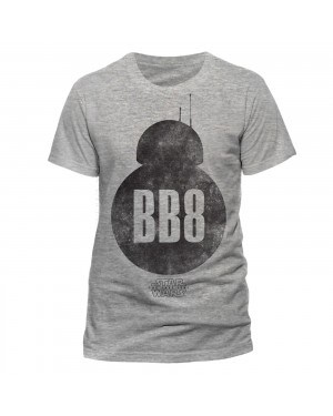 OFFICIAL STAR WARS THE LAST JEDI - BB-8 SILHOUETTE DISTRESSED INK GREY T-SHIRT