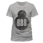 OFFICIAL STAR WARS THE LAST JEDI - BB-8 SILHOUETTE DISTRESSED INK GREY T-SHIRT