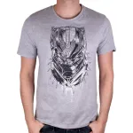 OFFICIAL MARVEL COMICS - BLACK PANTHER MASK DRAWING GREY T-SHIRT