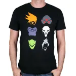 OFFICIAL OVERWATCH - TRACER, WIDOWMAKER, WINSTON, REAPER, GENJI & HANZO BLACK T-SHIRT