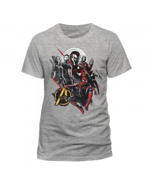 OFFICIAL MARVEL COMICS: AVENGERS INFINITY WAR SYMBOL CHARACTER COLLAGE GREY T-SHIRT