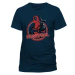 OFFICIAL MARVEL COMICS - DEADPOOL ROUND 'HEY YOU' NAVY BLUE T-SHIRT