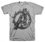 OFFICIAL AVENGERS : INFINITY WAR 'A' SYMBOL COLLAGE GREY T-SHIRT