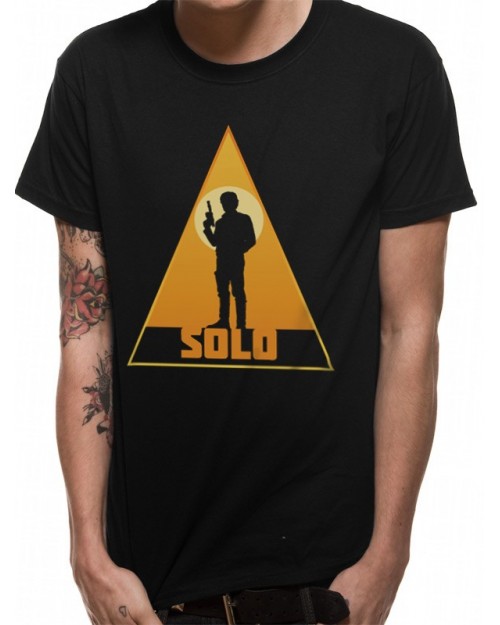 OFFICIAL SOLO: A STAR WARS STORY TRIANGLE SILHOUETTE MOVIE POSTER BLACK T-SHIRT