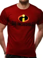 OFFICIAL DISNEY/ PIXAR - THE INCREDIBLES LOGO/ SYMBOL RED T-SHIRT