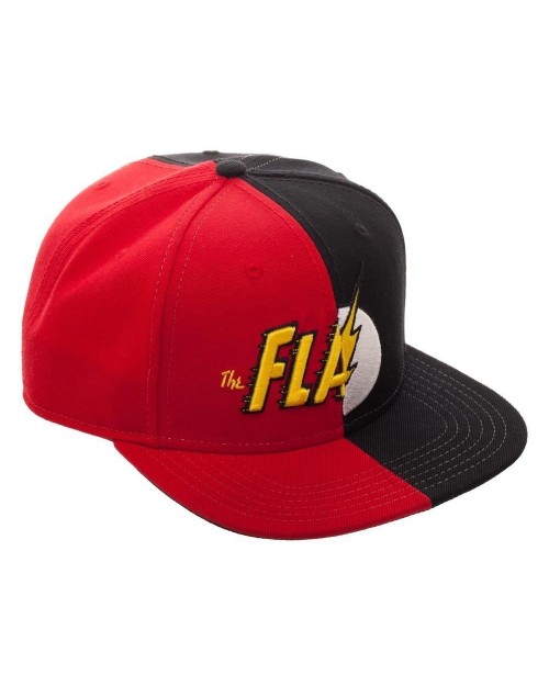 OFFICIAL DC COMICS -  THE FLASH SPLIT SYMBOLS RED AND BLACK SNAPBACK CAP