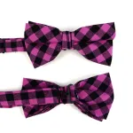 PURPLE PLAID COTTON BOW TIE & MATCHING POCKET SQUARE