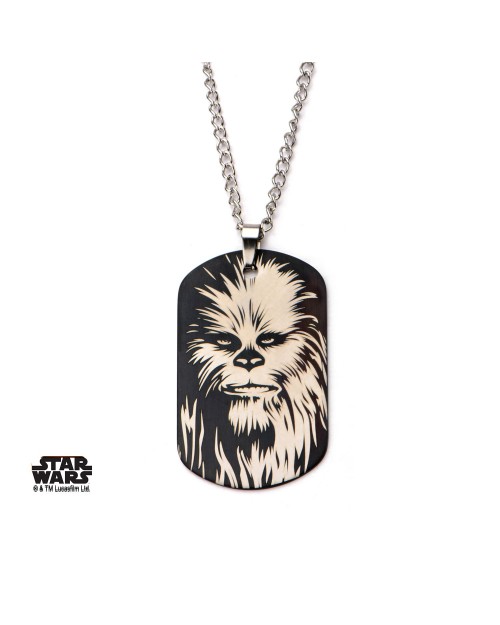 STAR WARS - CHEWBACCA METAL ART DOG TAG PENDANT WITH CHAIN NECKLACE