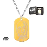 STAR WARS - C-3PO GOLD IP DOG TAG PENDANT WITH CHAIN NECKLACE