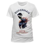 DC COMICS - SUPERMAN - 80TH ANNIVERSARY WATERCOLOUR DRIP WHITE T-SHIRT