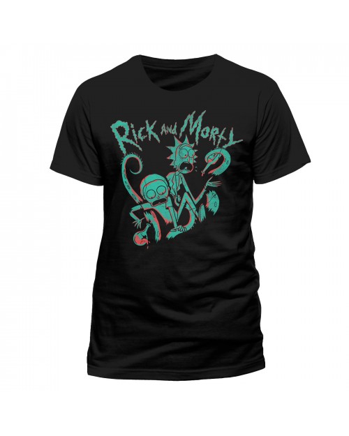 OFFICIAL RICK AND MORTY - NEON ATTACK BLACK T-SHIRT