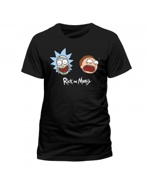 OFFICIAL RICK AND MORTY - FACES AND LOGO BLACK T-SHIRT